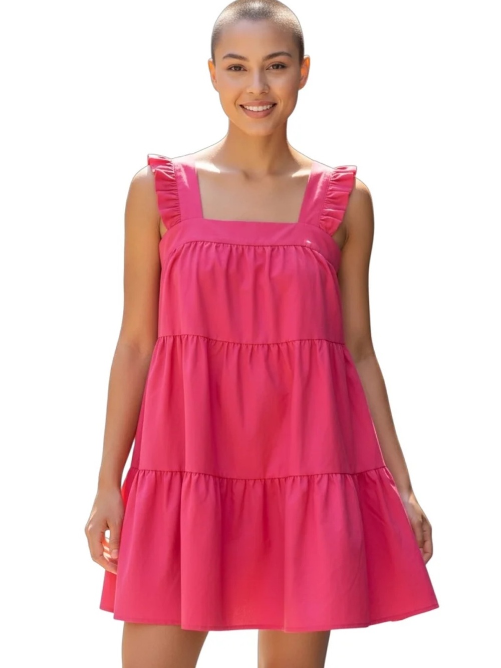 Topshop Pink Tiered Mini Dress Size Medium